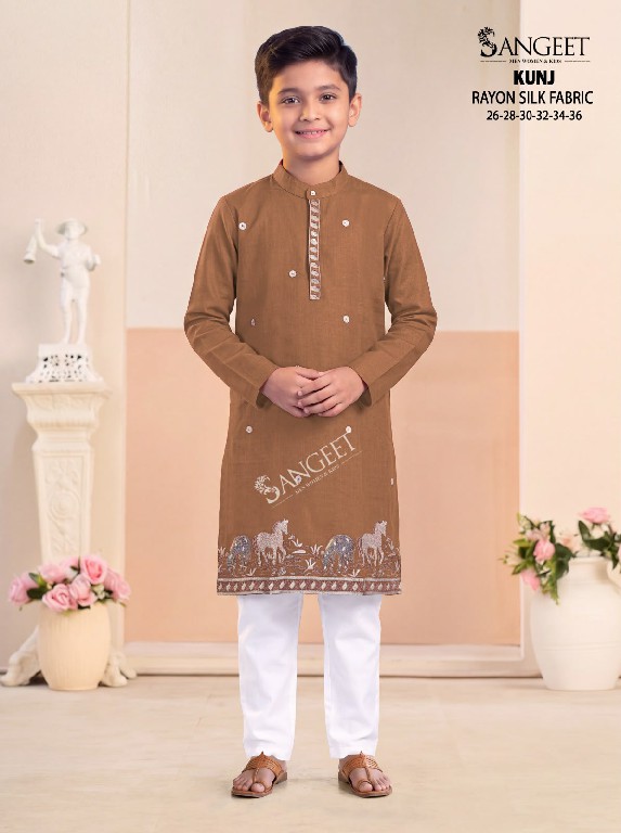 SANGEET KUNJ WHOLESALE READYMADE RAYON ROMAN SILK FESTIVE WEAR KURTA FOR KIDS ONLINE