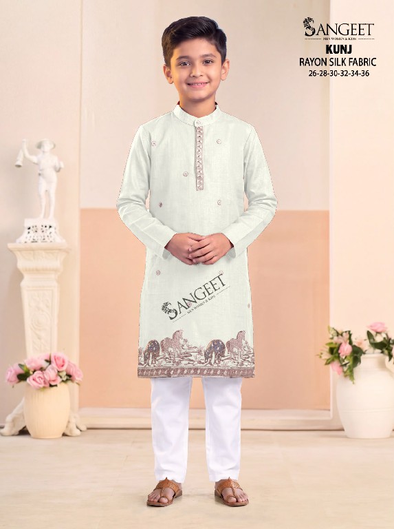 SANGEET KUNJ WHOLESALE READYMADE RAYON ROMAN SILK FESTIVE WEAR KURTA FOR KIDS ONLINE