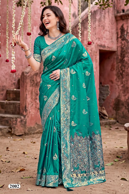 SAROJ ADVIKA SATIN SAROSKI VOL 2 WHOLESALE PURE SATIN SILK FUNCTION WEAR INDIAN SAREES FOR WOMEN SUPPLIER