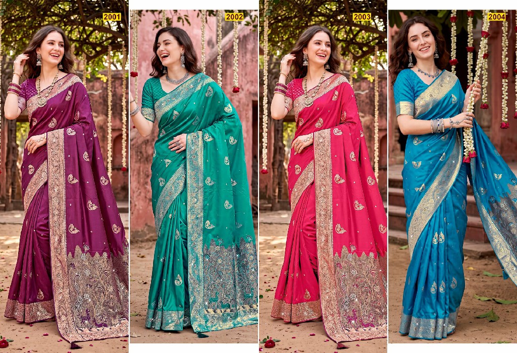 SAROJ ADVIKA SATIN SAROSKI VOL 2 WHOLESALE PURE SATIN SILK FUNCTION WEAR INDIAN SAREES FOR WOMEN SUPPLIER