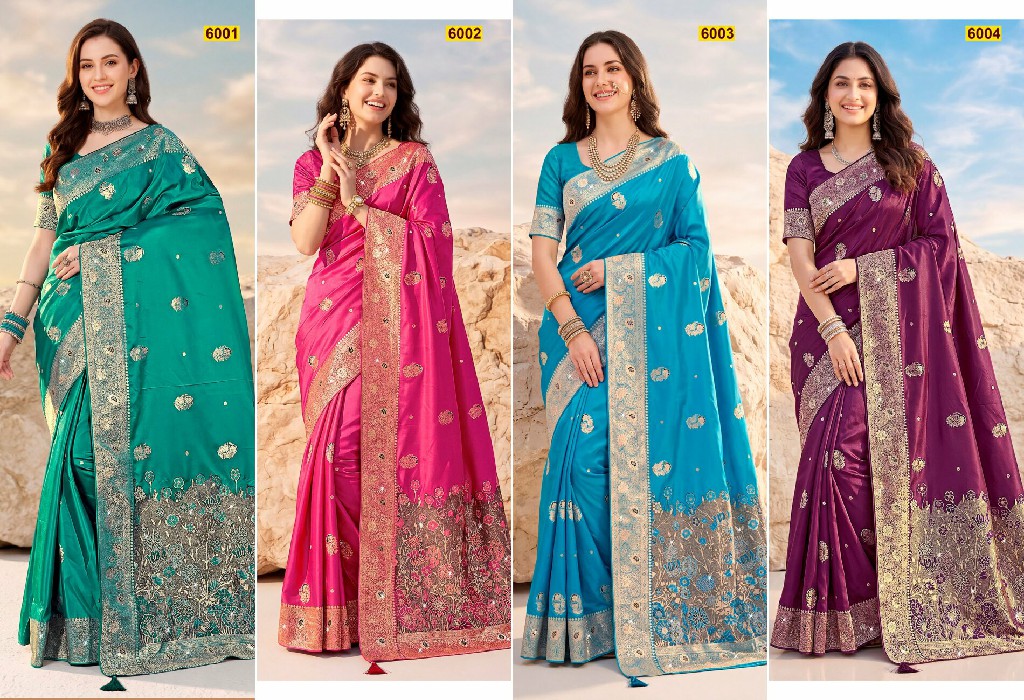 SAROJ ADVIKA SATIN SAROSKI VOL 6 WHOLESALE PURE SATIN SILK GLAMOURS STYLE INDIAN SAREES FOR WOMEN ONLINE