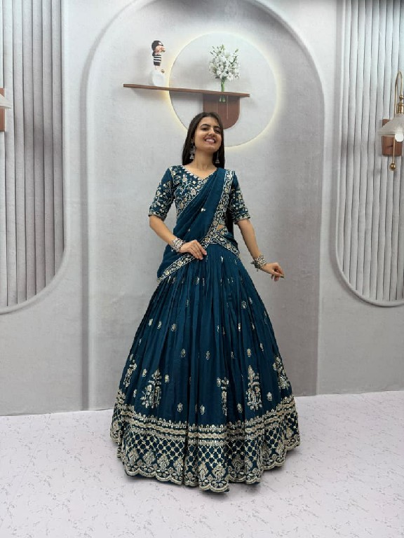 TAPI CREATION D.NO 348 WHOLESALE READYMADE VICHITRA SILK FESTIVE WEAR LEHENGA CHOLI FOR EXPORT