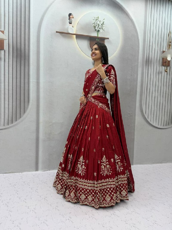 TAPI CREATION D.NO 348 WHOLESALE READYMADE VICHITRA SILK FESTIVE WEAR LEHENGA CHOLI FOR EXPORT