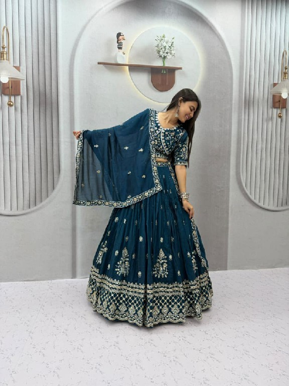 TAPI CREATION D.NO 348 WHOLESALE READYMADE VICHITRA SILK FESTIVE WEAR LEHENGA CHOLI FOR EXPORT