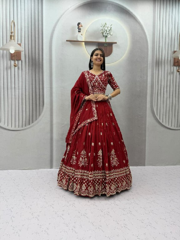 TAPI CREATION D.NO 348 WHOLESALE READYMADE VICHITRA SILK FESTIVE WEAR LEHENGA CHOLI FOR EXPORT