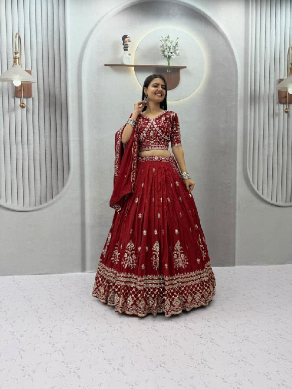 TAPI CREATION D.NO 348 WHOLESALE READYMADE VICHITRA SILK FESTIVE WEAR LEHENGA CHOLI FOR EXPORT