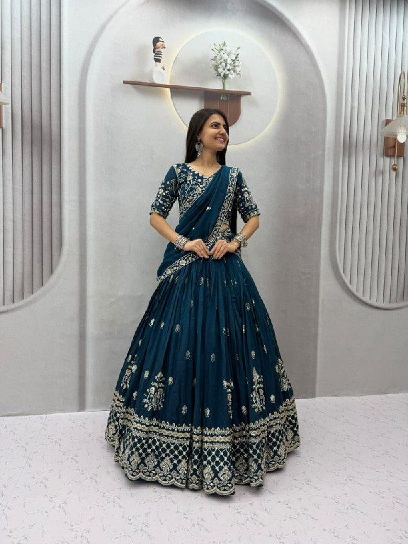 TAPI CREATION D.NO 348 WHOLESALE READYMADE VICHITRA SILK FESTIVE WEAR LEHENGA CHOLI FOR EXPORT