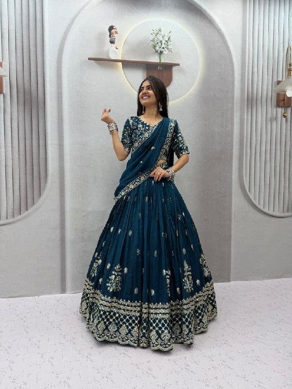 TAPI CREATION D.NO 348 WHOLESALE READYMADE VICHITRA SILK FESTIVE WEAR LEHENGA CHOLI FOR EXPORT