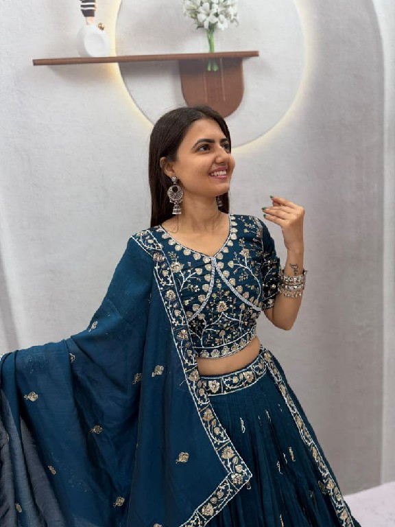 TAPI CREATION D.NO 348 WHOLESALE READYMADE VICHITRA SILK FESTIVE WEAR LEHENGA CHOLI FOR EXPORT