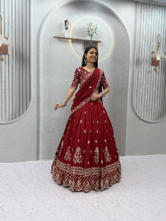 TAPI CREATION D.NO 348 WHOLESALE READYMADE VICHITRA SILK FESTIVE WEAR LEHENGA CHOLI FOR EXPORT