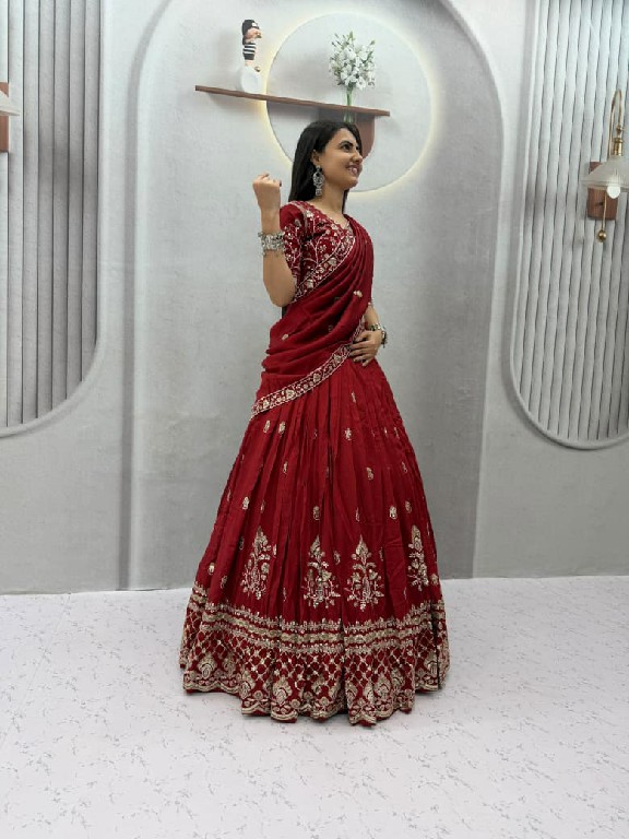 TAPI CREATION D.NO 348 WHOLESALE READYMADE VICHITRA SILK FESTIVE WEAR LEHENGA CHOLI FOR EXPORT
