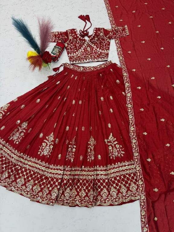 TAPI CREATION D.NO 348 WHOLESALE READYMADE VICHITRA SILK FESTIVE WEAR LEHENGA CHOLI FOR EXPORT