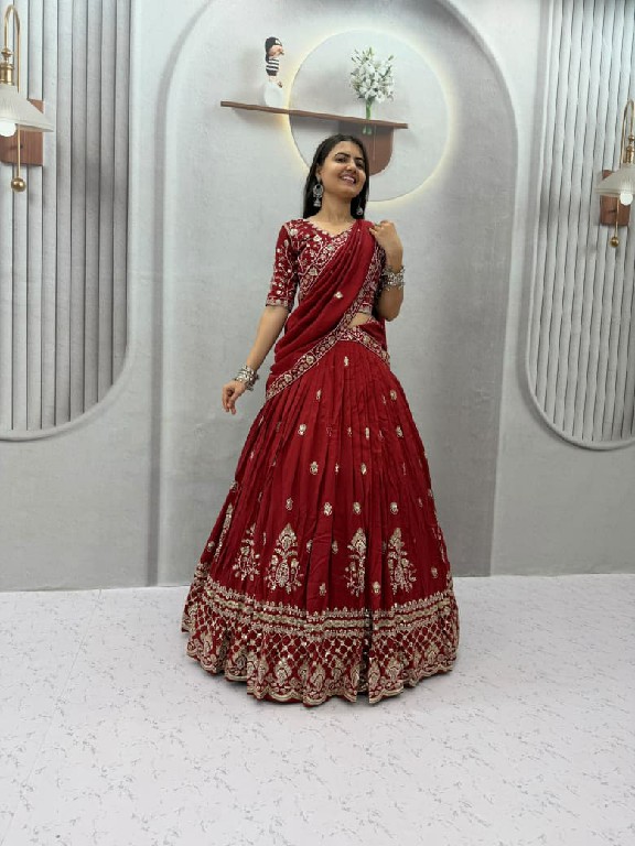 TAPI CREATION D.NO 348 WHOLESALE READYMADE VICHITRA SILK FESTIVE WEAR LEHENGA CHOLI FOR EXPORT