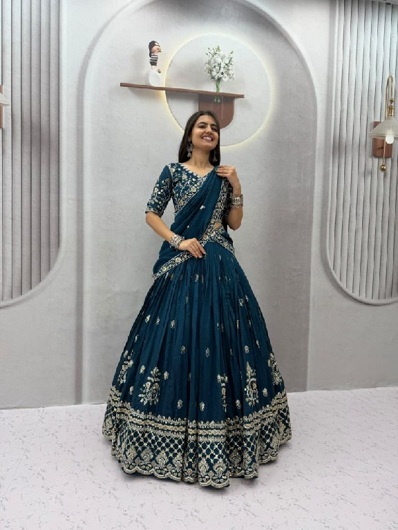 TAPI CREATION D.NO 348 WHOLESALE READYMADE VICHITRA SILK FESTIVE WEAR LEHENGA CHOLI FOR EXPORT