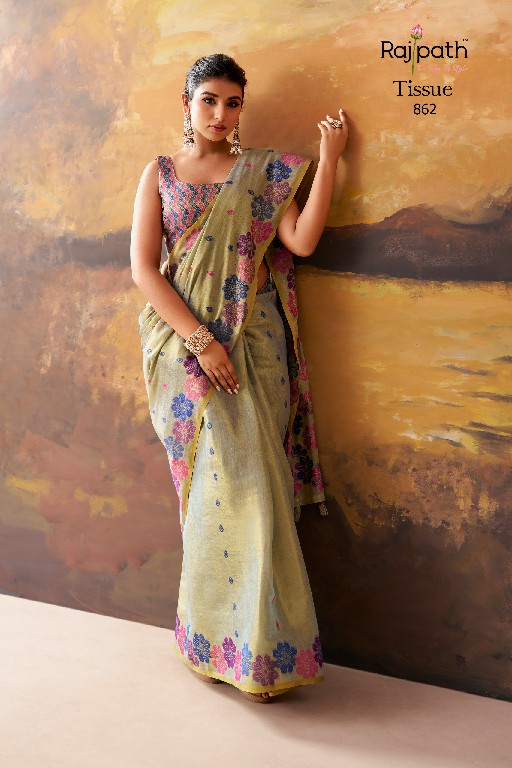 RAJPATH BLOSSOM WHOLESALE TISSUE ELEGANCE INDIAN SAREES FOR WOMEN ONLINE