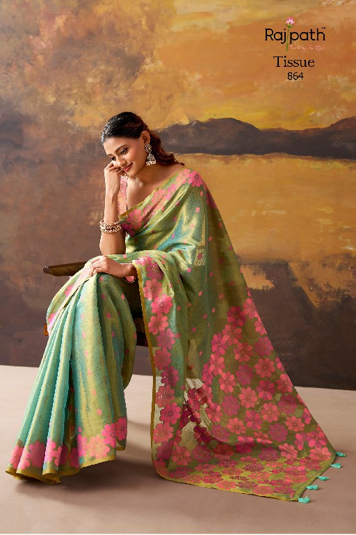 RAJPATH BLOSSOM WHOLESALE TISSUE ELEGANCE INDIAN SAREES FOR WOMEN ONLINE