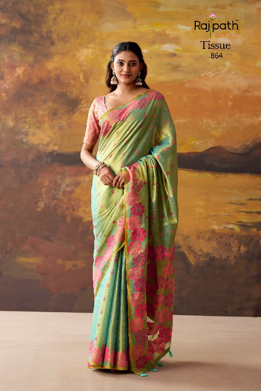 RAJPATH BLOSSOM WHOLESALE TISSUE ELEGANCE INDIAN SAREES FOR WOMEN ONLINE
