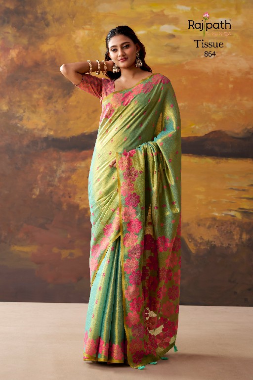 RAJPATH BLOSSOM WHOLESALE TISSUE ELEGANCE INDIAN SAREES FOR WOMEN ONLINE