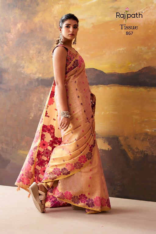 RAJPATH BLOSSOM WHOLESALE TISSUE ELEGANCE INDIAN SAREES FOR WOMEN ONLINE