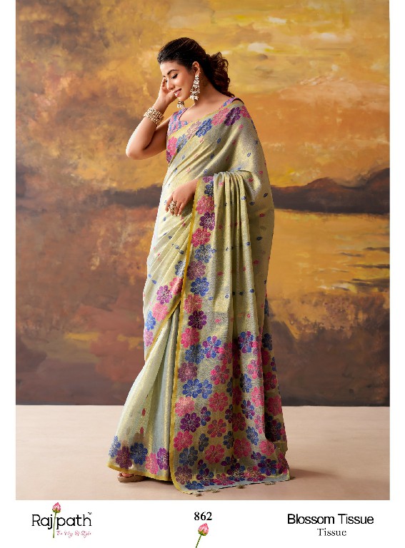 RAJPATH BLOSSOM WHOLESALE TISSUE ELEGANCE INDIAN SAREES FOR WOMEN ONLINE