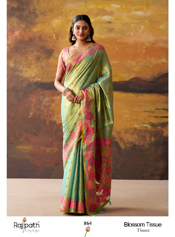 RAJPATH BLOSSOM WHOLESALE TISSUE ELEGANCE INDIAN SAREES FOR WOMEN ONLINE