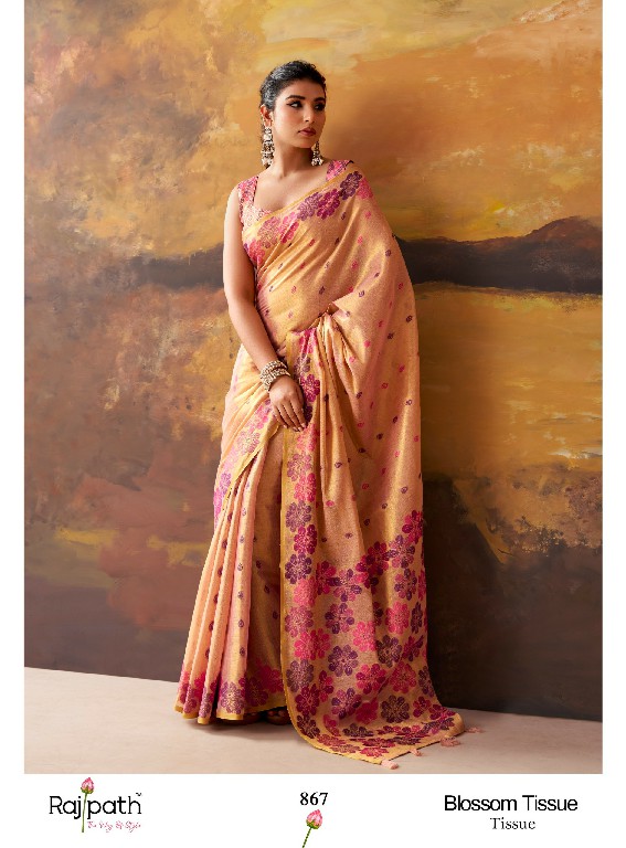 RAJPATH BLOSSOM WHOLESALE TISSUE ELEGANCE INDIAN SAREES FOR WOMEN ONLINE