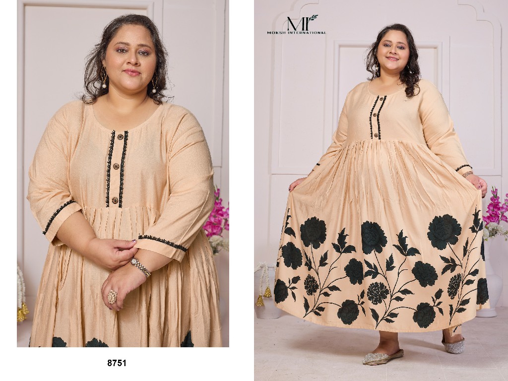 MOKSH PLUS SIZE SUN FLOWER VOL 1 WHOLESALE READYMADE RAYON BIG SIZE STYLISH LONG KURTIS FOR EXPORT