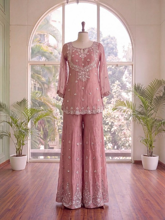 TEXTILEDEAL D.NO 6082 WHOLESALE READYMADE SALSA SILK PARTY WEAR TOP SHARARA WITH DUPATTA ONLINE
