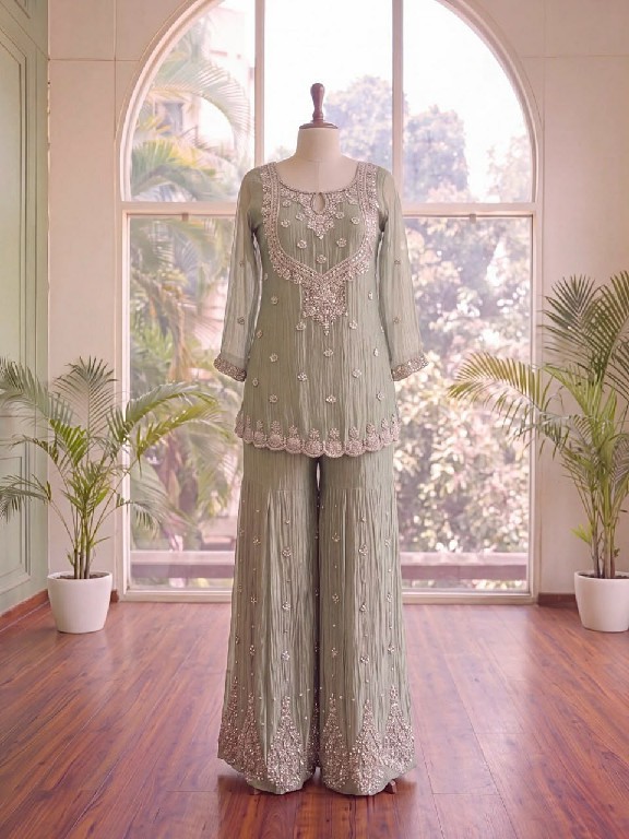 TEXTILEDEAL D.NO 6082 WHOLESALE READYMADE SALSA SILK PARTY WEAR TOP SHARARA WITH DUPATTA ONLINE
