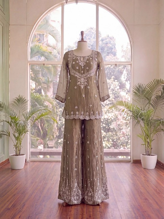 TEXTILEDEAL D.NO 6082 WHOLESALE READYMADE SALSA SILK PARTY WEAR TOP SHARARA WITH DUPATTA ONLINE