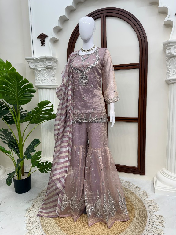 TEXTILEDEAL D.NO 6082 WHOLESALE READYMADE SALSA SILK PARTY WEAR TOP SHARARA WITH DUPATTA ONLINE