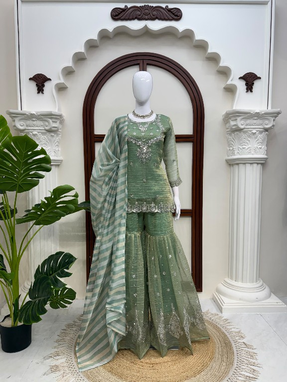 TEXTILEDEAL D.NO 6082 WHOLESALE READYMADE SALSA SILK PARTY WEAR TOP SHARARA WITH DUPATTA ONLINE