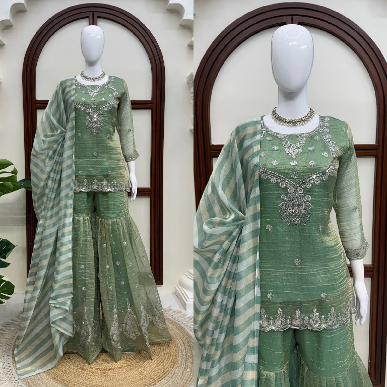TEXTILEDEAL D.NO 6082 WHOLESALE READYMADE SALSA SILK PARTY WEAR TOP SHARARA WITH DUPATTA ONLINE