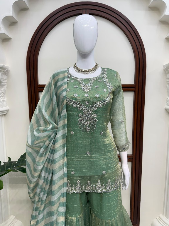 TEXTILEDEAL D.NO 6082 WHOLESALE READYMADE SALSA SILK PARTY WEAR TOP SHARARA WITH DUPATTA ONLINE