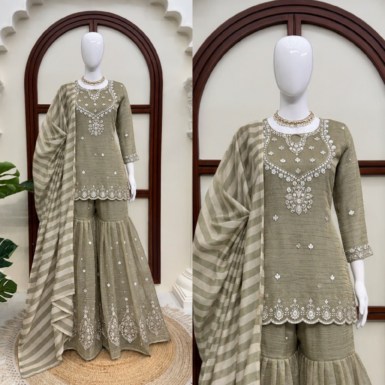 TEXTILEDEAL D.NO 6082 WHOLESALE READYMADE SALSA SILK PARTY WEAR TOP SHARARA WITH DUPATTA ONLINE