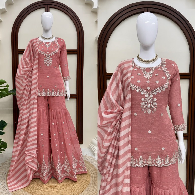 TEXTILEDEAL D.NO 6082 WHOLESALE READYMADE SALSA SILK PARTY WEAR TOP SHARARA WITH DUPATTA ONLINE