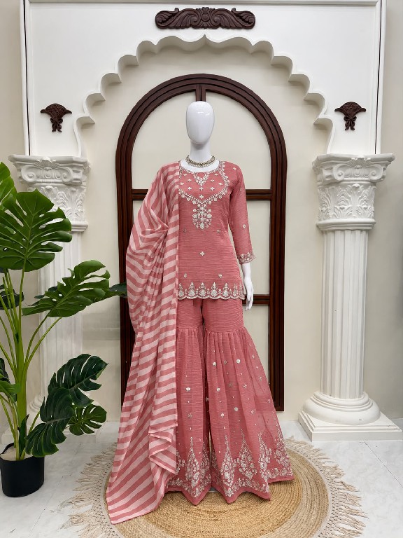 TEXTILEDEAL D.NO 6082 WHOLESALE READYMADE SALSA SILK PARTY WEAR TOP SHARARA WITH DUPATTA ONLINE