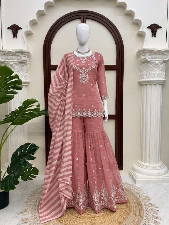 TEXTILEDEAL D.NO 6082 WHOLESALE READYMADE SALSA SILK PARTY WEAR TOP SHARARA WITH DUPATTA ONLINE