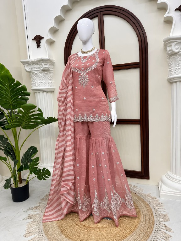 TEXTILEDEAL D.NO 6082 WHOLESALE READYMADE SALSA SILK PARTY WEAR TOP SHARARA WITH DUPATTA ONLINE