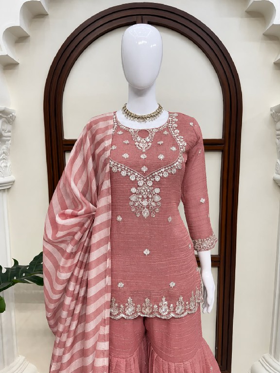 TEXTILEDEAL D.NO 6082 WHOLESALE READYMADE SALSA SILK PARTY WEAR TOP SHARARA WITH DUPATTA ONLINE