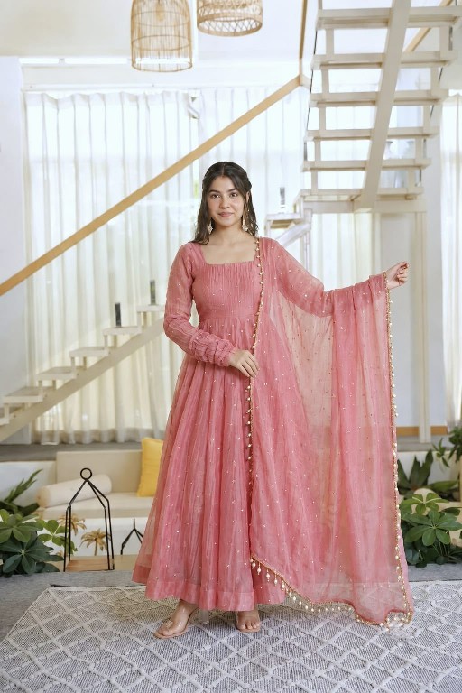 TEXTILEDEAL D.NO KD 1641 WHOLESALE READYMADE SALSA SILK DESIGNER GOWN PANT WITH DUPATTA EXPORTER