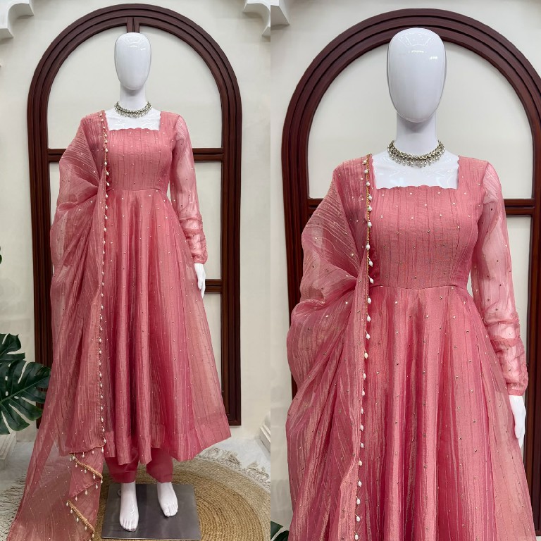 TEXTILEDEAL D.NO KD 1641 WHOLESALE READYMADE SALSA SILK DESIGNER GOWN PANT WITH DUPATTA EXPORTER