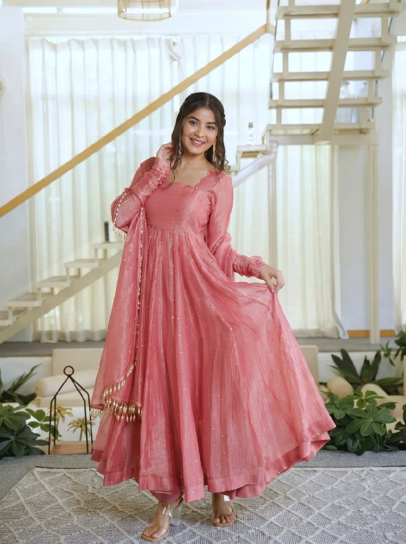 TEXTILEDEAL D.NO KD 1641 WHOLESALE READYMADE SALSA SILK DESIGNER GOWN PANT WITH DUPATTA EXPORTER