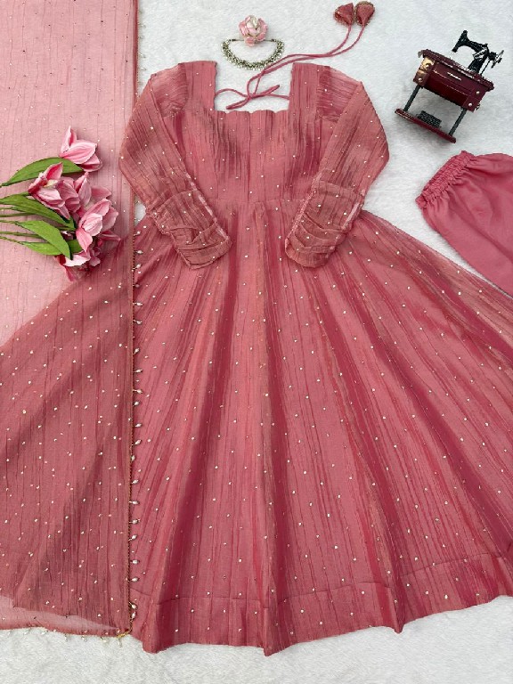 TEXTILEDEAL D.NO KD 1641 WHOLESALE READYMADE SALSA SILK DESIGNER GOWN PANT WITH DUPATTA EXPORTER