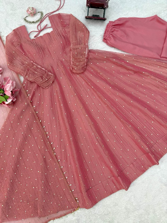 TEXTILEDEAL D.NO KD 1641 WHOLESALE READYMADE SALSA SILK DESIGNER GOWN PANT WITH DUPATTA EXPORTER
