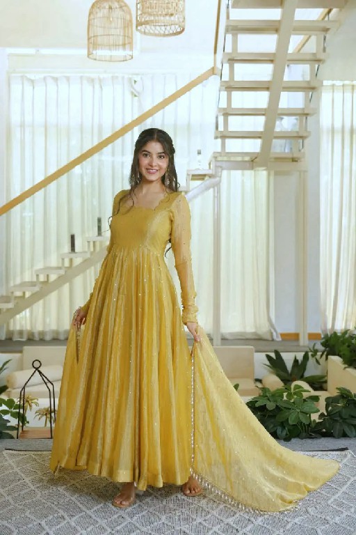 TEXTILEDEAL D.NO KD 1641 WHOLESALE READYMADE SALSA SILK DESIGNER GOWN PANT WITH DUPATTA EXPORTER