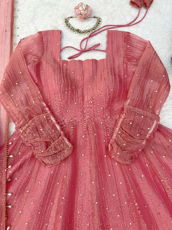 TEXTILEDEAL D.NO KD 1641 WHOLESALE READYMADE SALSA SILK DESIGNER GOWN PANT WITH DUPATTA EXPORTER
