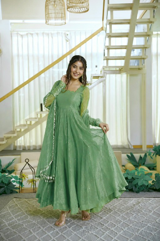 TEXTILEDEAL D.NO KD 1641 WHOLESALE READYMADE SALSA SILK DESIGNER GOWN PANT WITH DUPATTA EXPORTER