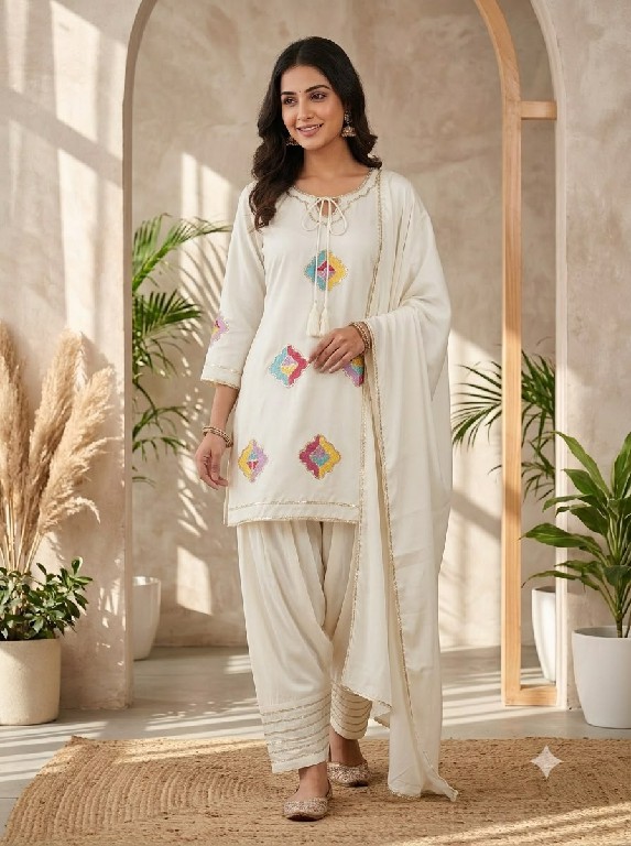 TEXTILEDEAL D.NO AAL-2156 WHOLESALE READYMADE CRAPE SILK BEAUTIFUL FARSHI SALWAR STYLE 3 PCS SUITS SUPPLIER
