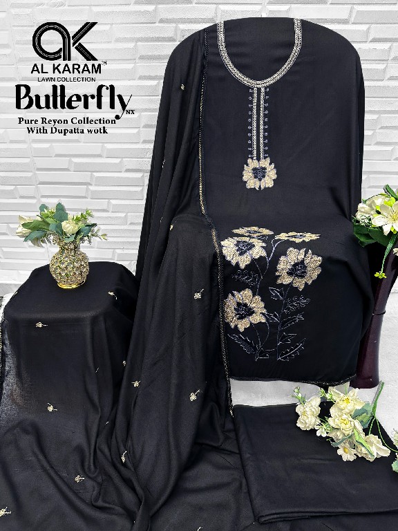 AL KARAM BUTTERFLY NX WHOLESALE RAYON WITH WORK FANCY DRESS MATERIAL ONLINE